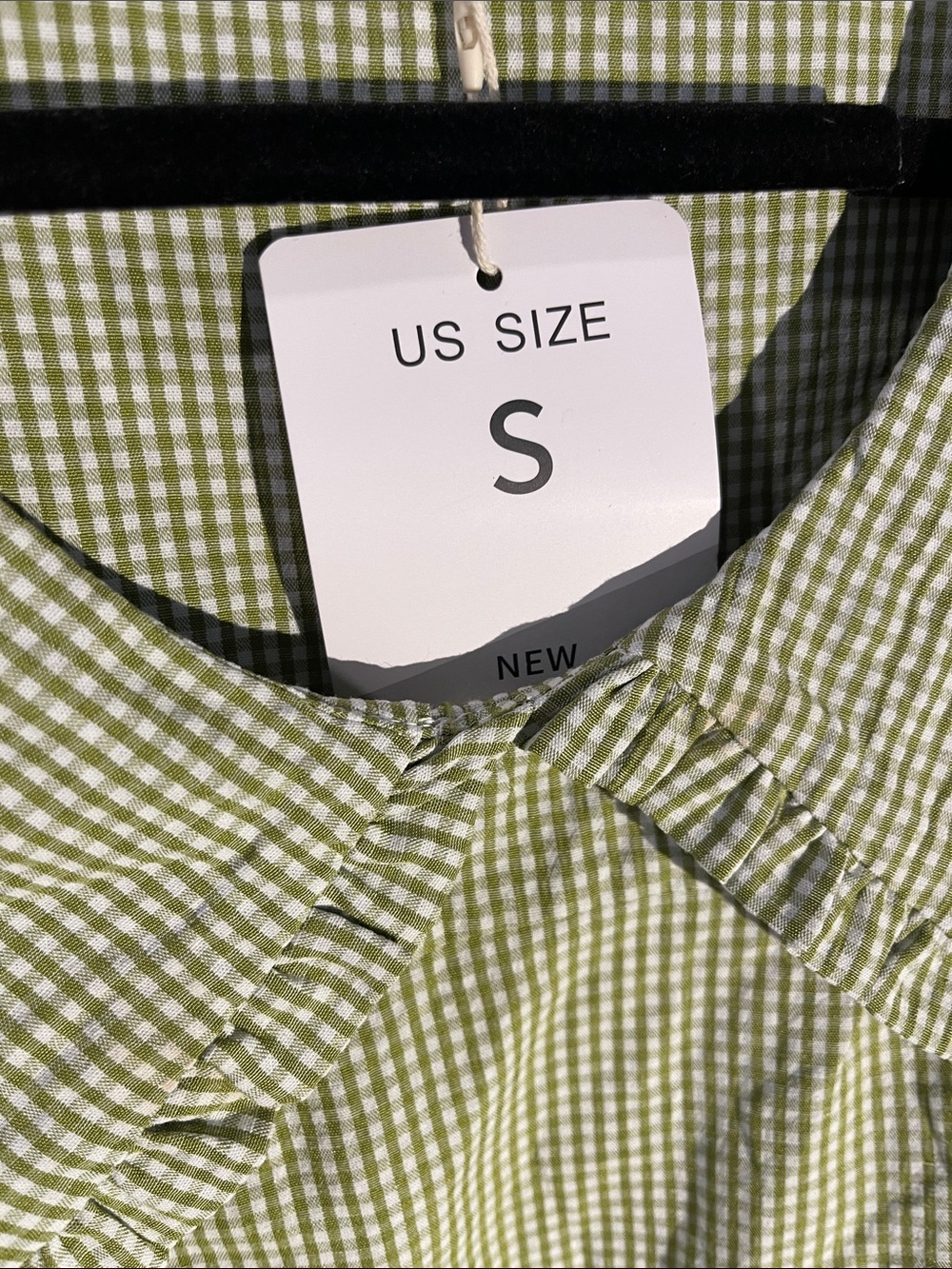 Green Gingham Puff Sleeve Dress with Peter Pan Collar Sz S NWT - Picture 5 of 10